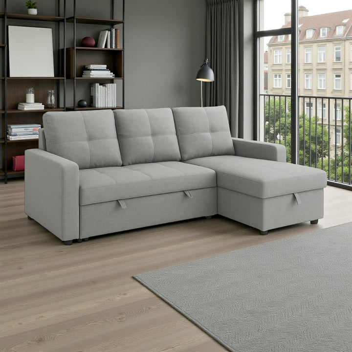Canyon Fabric Upholstered Sectional Sofa Bed - Grey | Timeless, Durable, Reversible, Comfortable & Built to Last