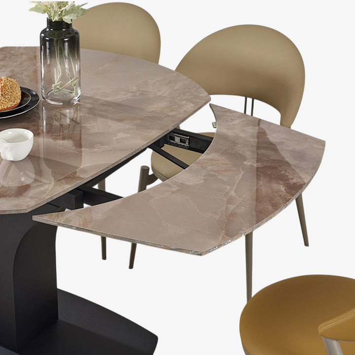 Ruby Dining Table With Sintered Stone Top - Agate Brown/ Black | Modern, Stylish, Extendable & Durable