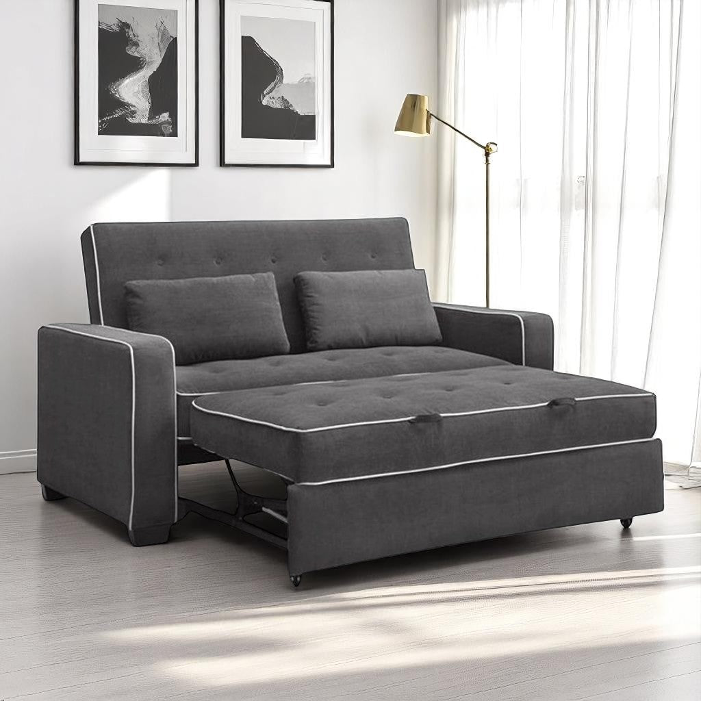 Alpine Sleeper Sofa in Fabric Upholstery With Built-In USB Ports - Grey | Classic, Streamlined & Comfortable
