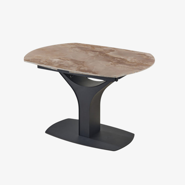 Ruby Dining Table With Sintered Stone Top - Agate Brown/ Black | Modern, Stylish, Extendable & Durable