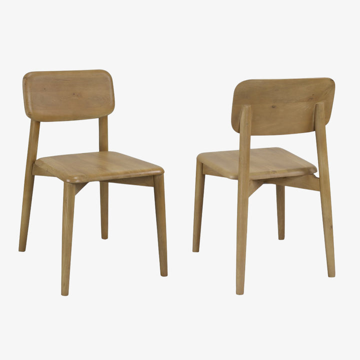 Pebble Wooden Dining Chair (Set of 2) - Oak | Rustic, Simplistic & Durable