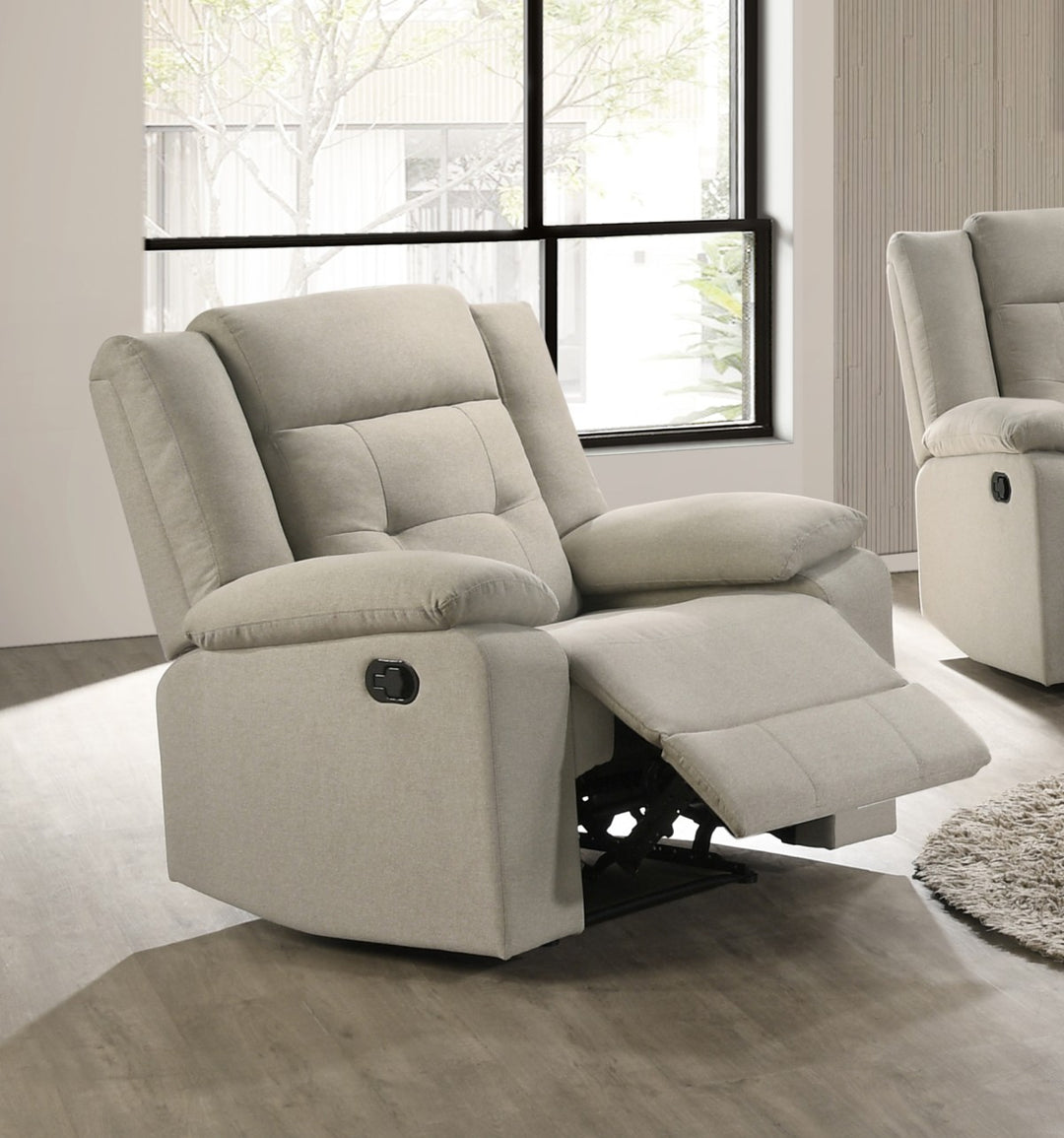 Malware Manual Recliner Chair in Fabric Upholstery - Beige