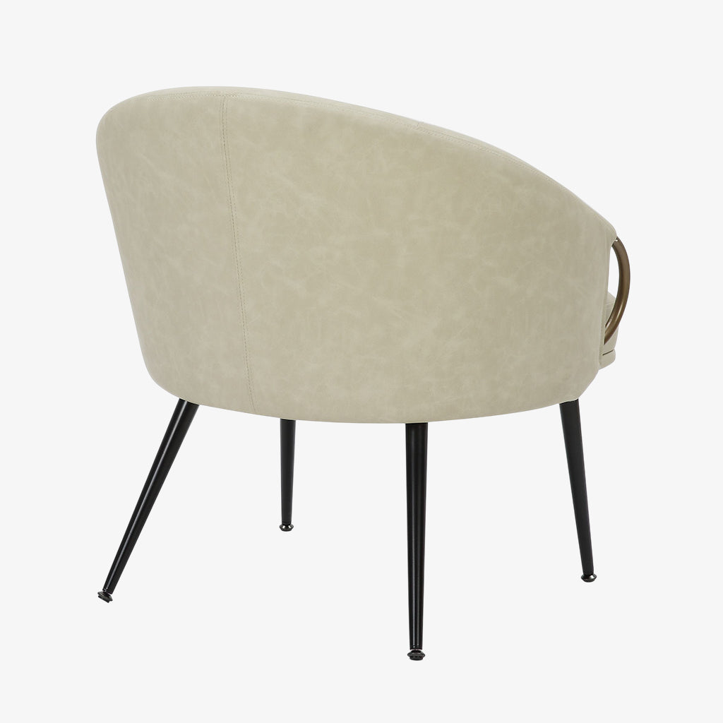 Calmora Leather Upholstered Accent Chair - Ivory | Mid-Century Modern, Stylish, Durable & Comfortable