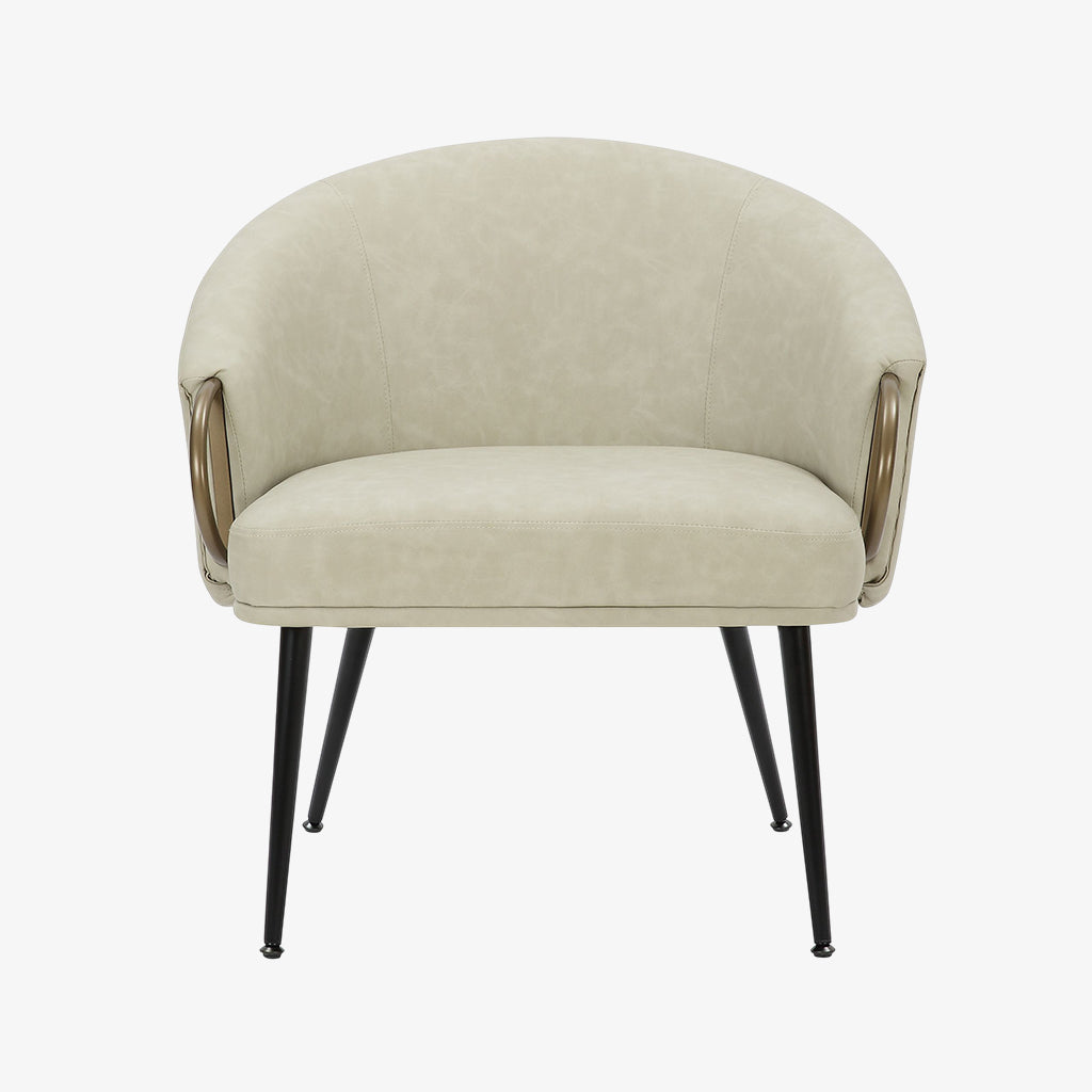 Calmora Leather Upholstered Accent Chair - Ivory | Mid-Century Modern, Stylish, Durable & Comfortable