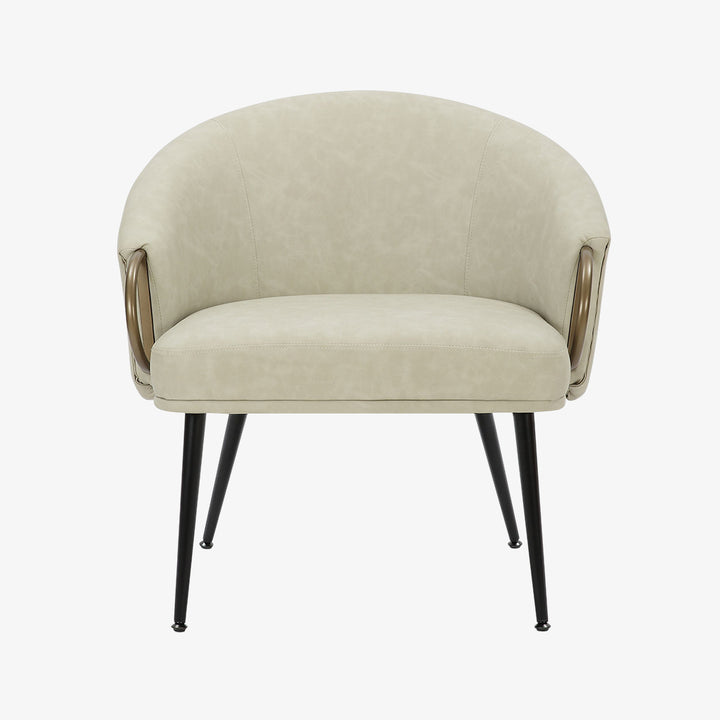 Calmora Leather Upholstered Accent Chair - Ivory | Mid-Century Modern, Stylish, Durable & Comfortable