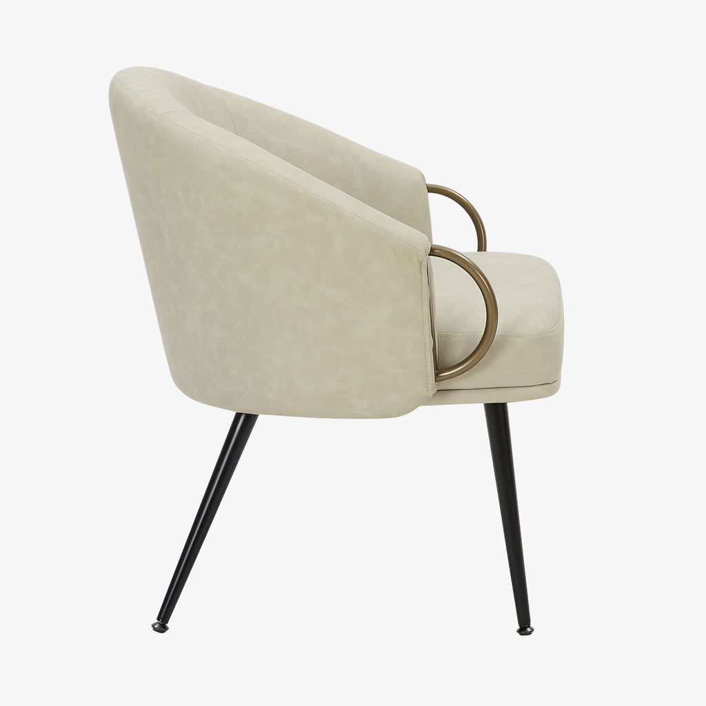 Calmora Leather Upholstered Accent Chair - Ivory | Mid-Century Modern, Stylish, Durable & Comfortable