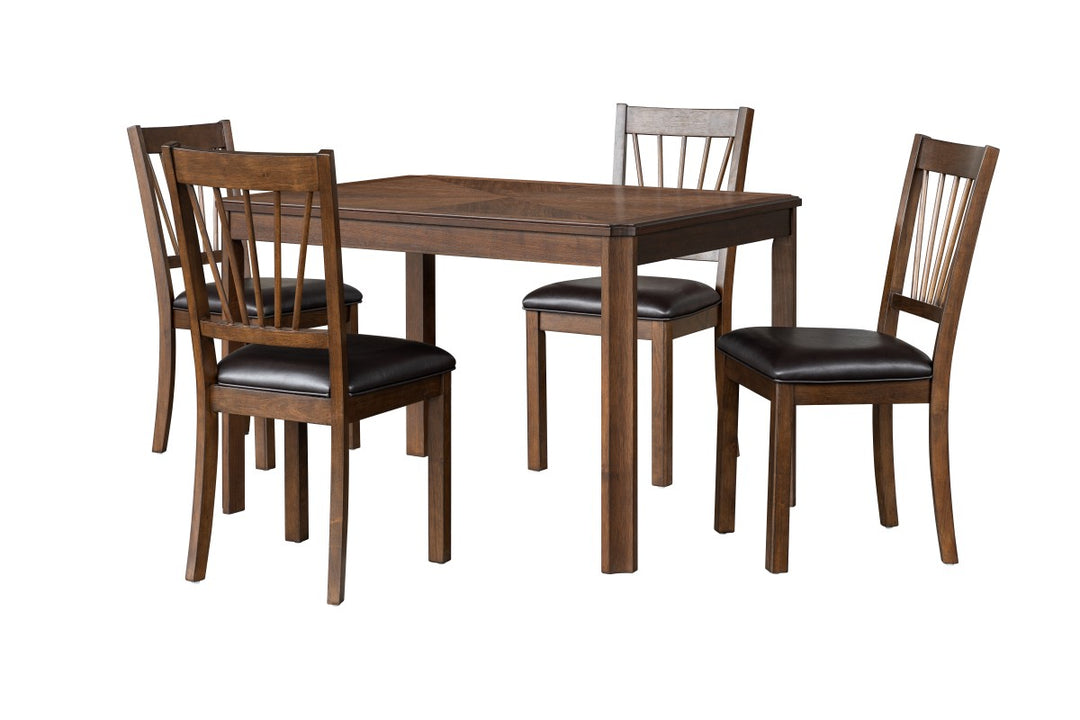 Steven 5-Piece Wooden Dining Table Set With PU Upholstered Chairs - Espresso