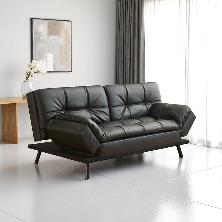 Imperio Relaxing Sofa Bed In PU Leather Upholstery - Flourish Black | Modern Elegance with Lasting Performance