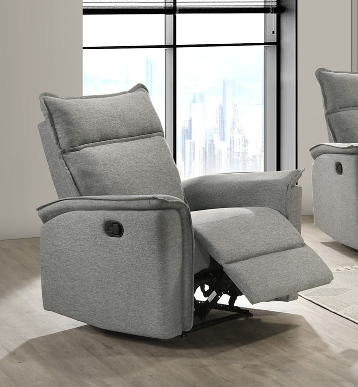 Miller Manual Rocker Recliner Chair In Fabric Upholstery - Grey