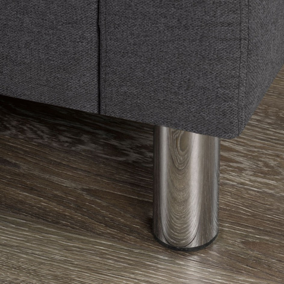 Alvera Sectional Sofa in Fabric Upholstery With Reversible Chaise Lounge - Dark Grey | Modern, Durable & Comfortable