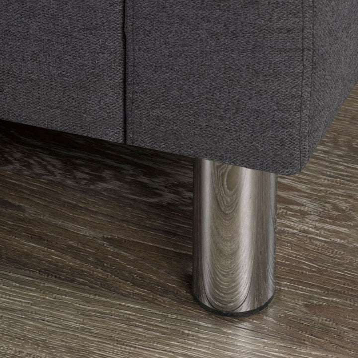 Alvera Sectional Sofa in Fabric Upholstery With Reversible Chaise Lounge - Dark Grey | Modern, Durable & Comfortable