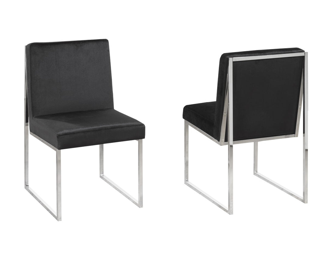 Daptor Fabric Upholstered Dining Chair With Metal Frame (Set of 2) - Black