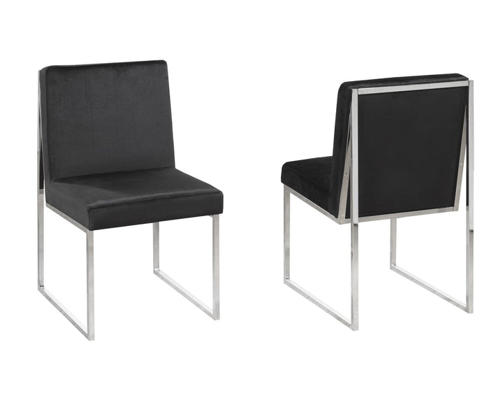 Daptor Fabric Upholstered Dining Chair With Metal Frame (Set of 2) - Black