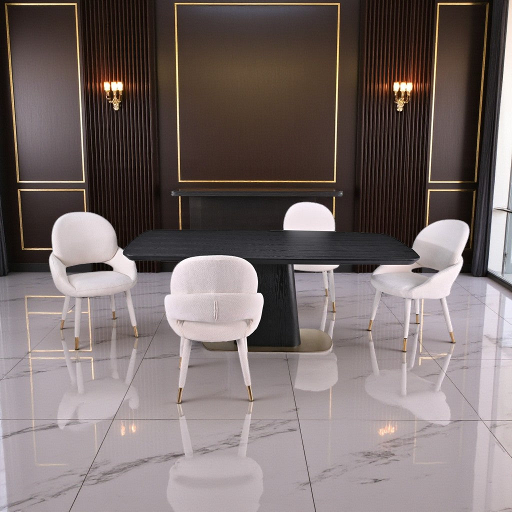 Eden Modern Dining Table Set For 4 With Fabric Upholstered Chairs - Beige/ Black | Timeless, Stylish, Sturdy & Comfortable