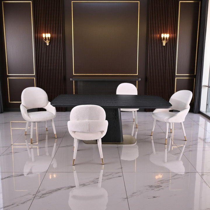 Eden Modern Dining Table Set For 4 With Fabric Upholstered Chairs - Beige/ Black | Timeless, Stylish, Sturdy & Comfortable