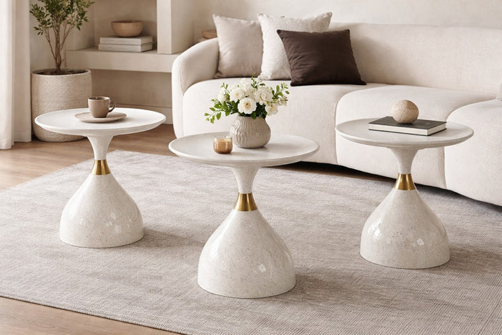 Apolo Stylish Sim Profile Accent Table In White Finish