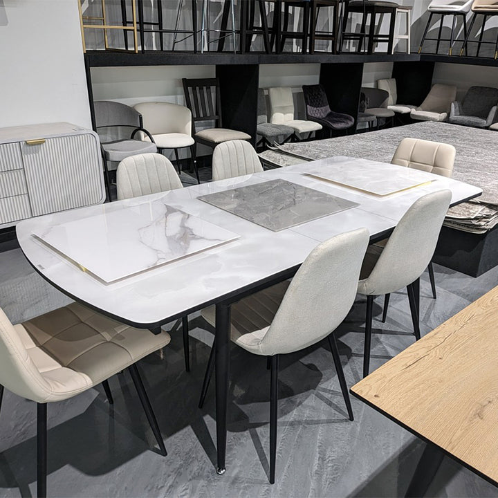 Haven Dining Table With Canvas Top - White/ Black | Timeless, Sleek, Extendable & Built to Last