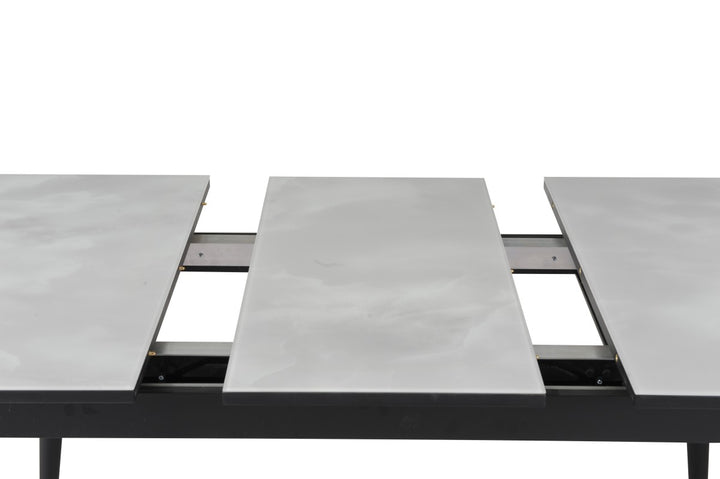 Haven Dining Table With Canvas Top - Light Grey/ Black | Timeless, Sleek, Extendable & Built to Last