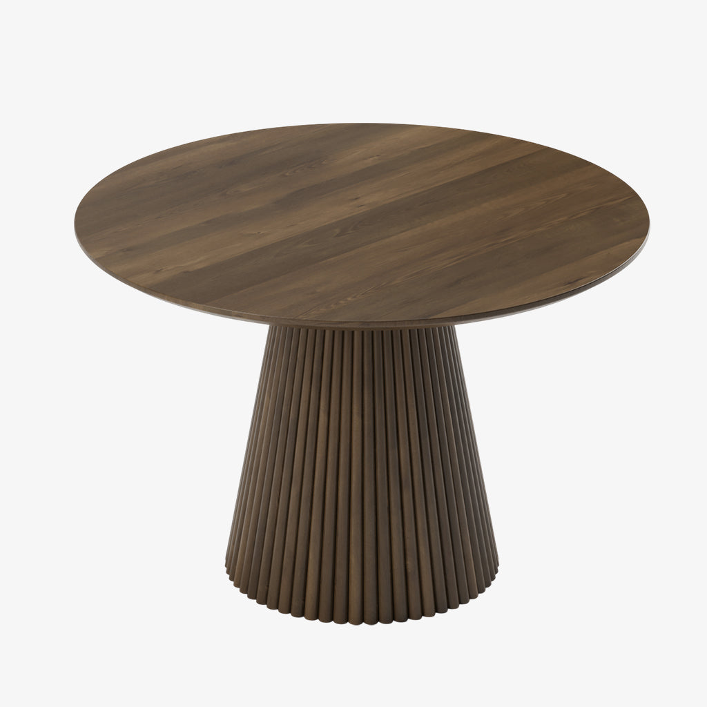 Driftwood Modern Dining Table Set For 4 With Fabric Upholstered Chairs - White Wash/ Walnut | Stylish, Durable & Comfortable