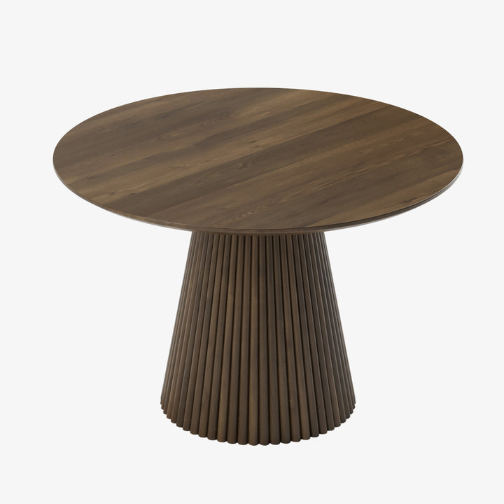 Driftwood Modern Dining Table Set For 4 With Fabric Upholstered Chairs - White Wash/ Walnut | Stylish, Durable & Comfortable