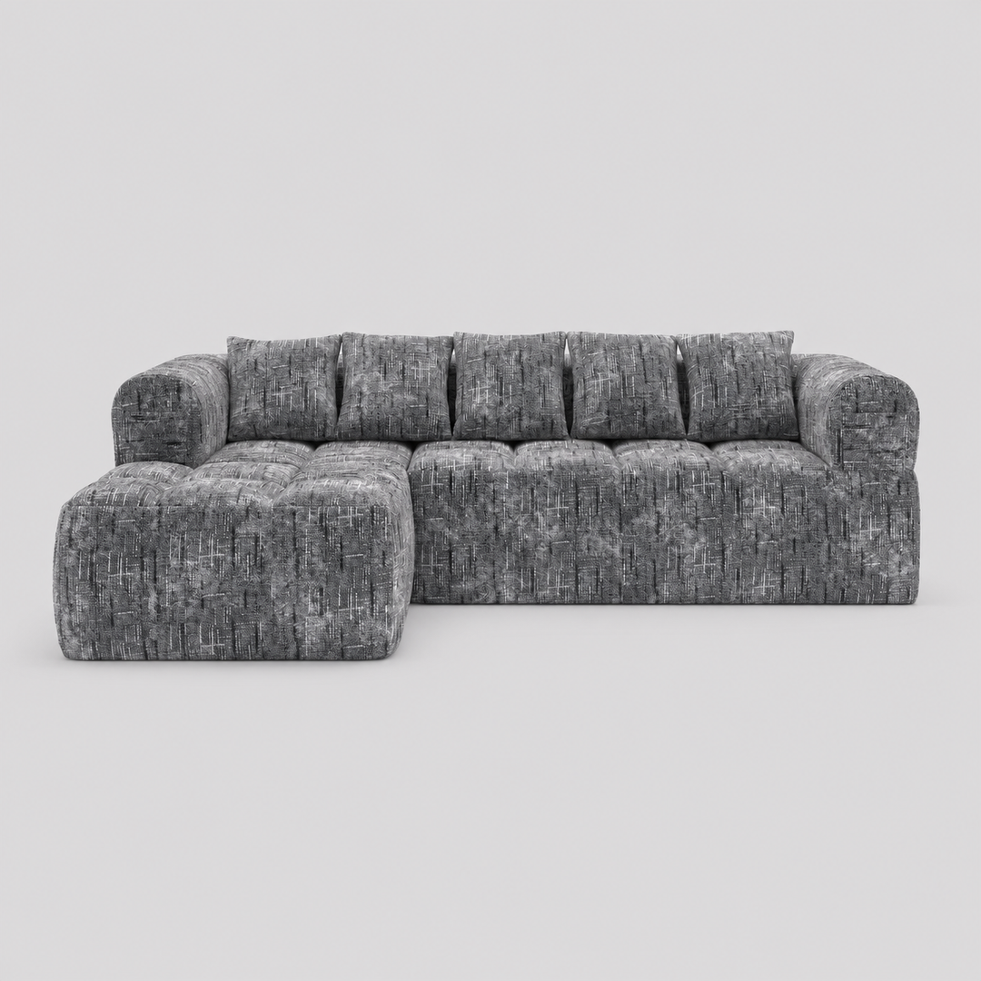 Caldris Modern Compression Sectional Sofa with Pocket Coil & High-Density Foam Cushions
