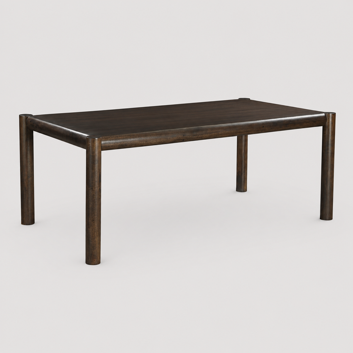 Corvane Mid-Century Modern Solid Wood Rectangular Dining Table – Mocha Finish with Sturdy Post Leg Design