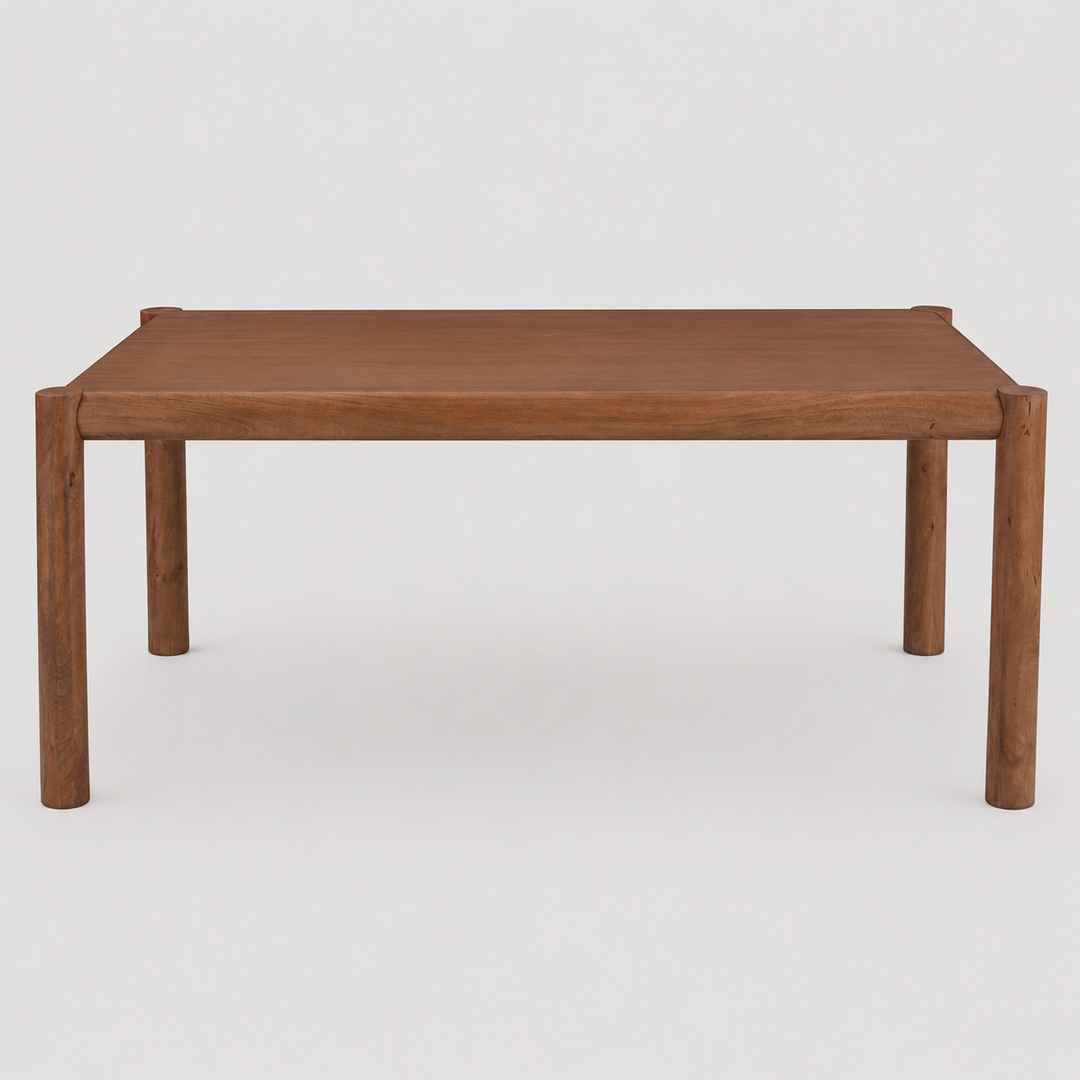 Corvane Mid-Century Modern Solid Wood Rectangular Dining Table – Walnut Finish with Sturdy Post Leg Design