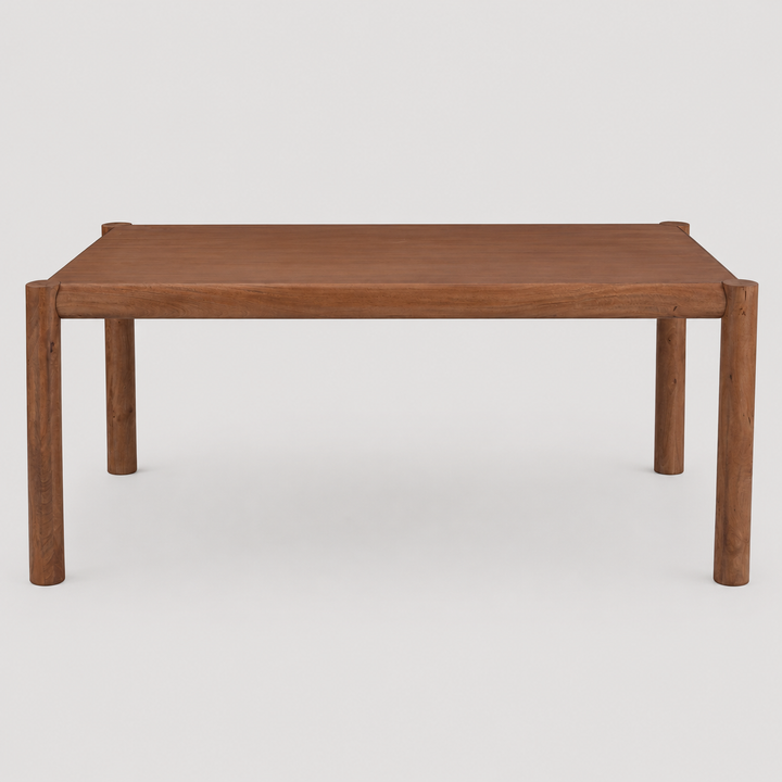 Corvane Mid-Century Modern Solid Wood Rectangular Dining Table – Walnut Finish with Sturdy Post Leg Design
