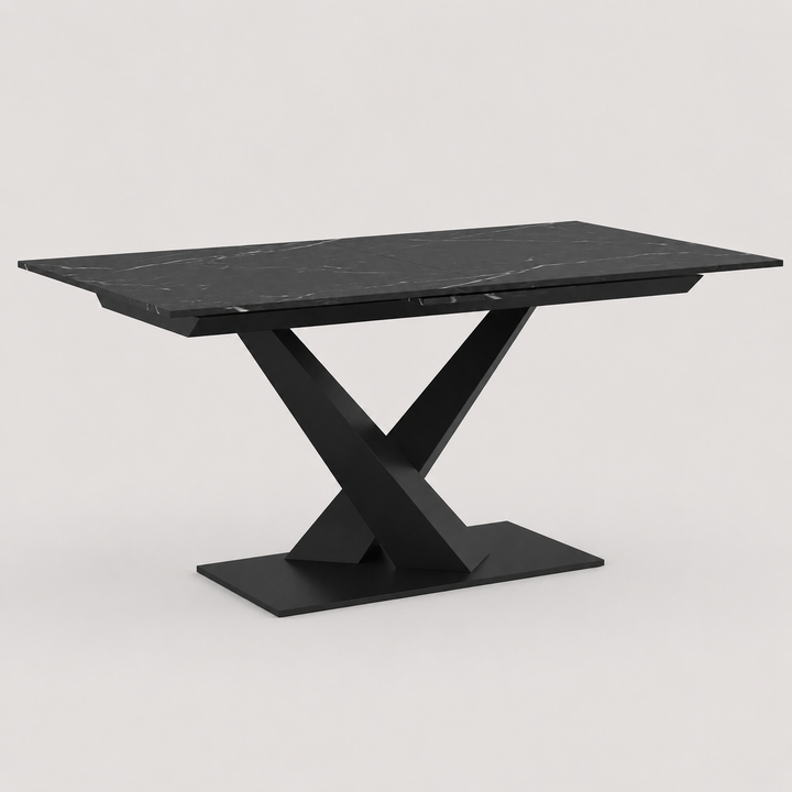 Eldoria Contemporary Extendable Dining Table – Sintered Stone Top with Geometric Pedestal Base