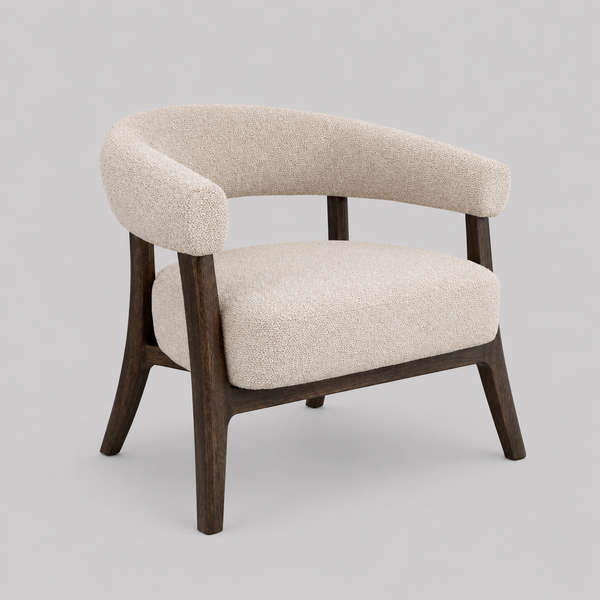 Umberridge Mid-Century Modern Accent Chair with Textured Two-Tone Upholstery And Walnut Finish Wood Frame