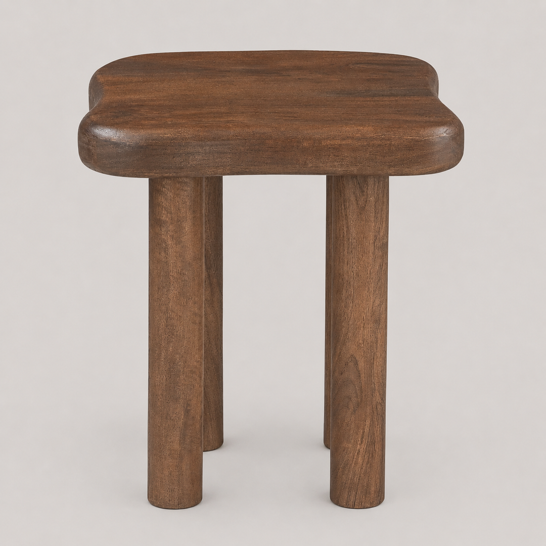 Carvello Freeform Solid Mango Wood Accent Table with Dark Walnut Finish