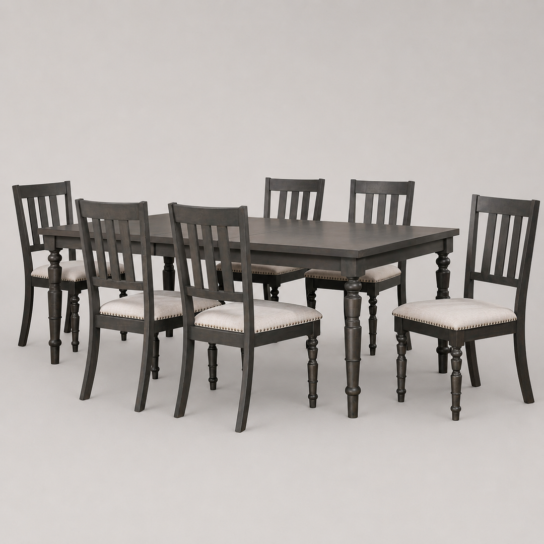 Graymont 7-Piece Extendable Dining Table Set with Upholstered Chairs And Nailhead Trim