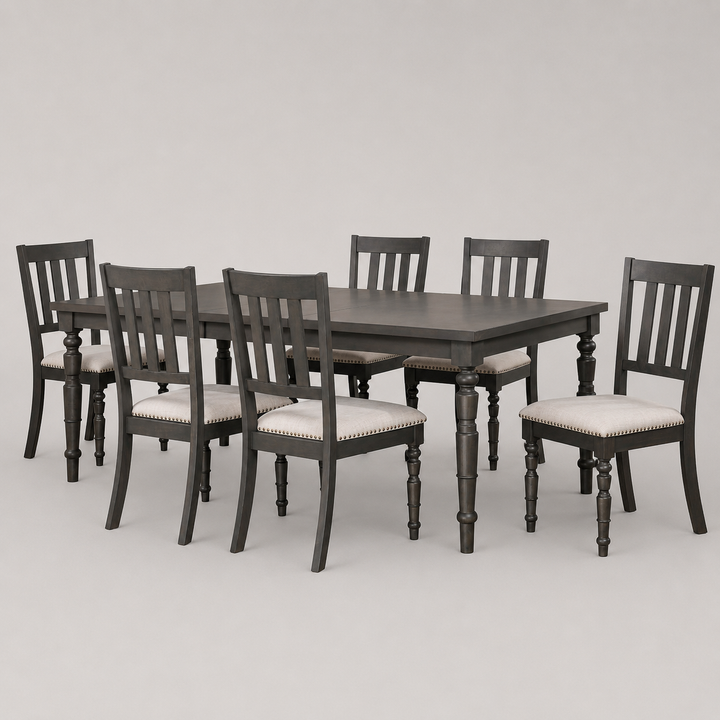 Graymont 7-Piece Extendable Dining Table Set with Upholstered Chairs And Nailhead Trim