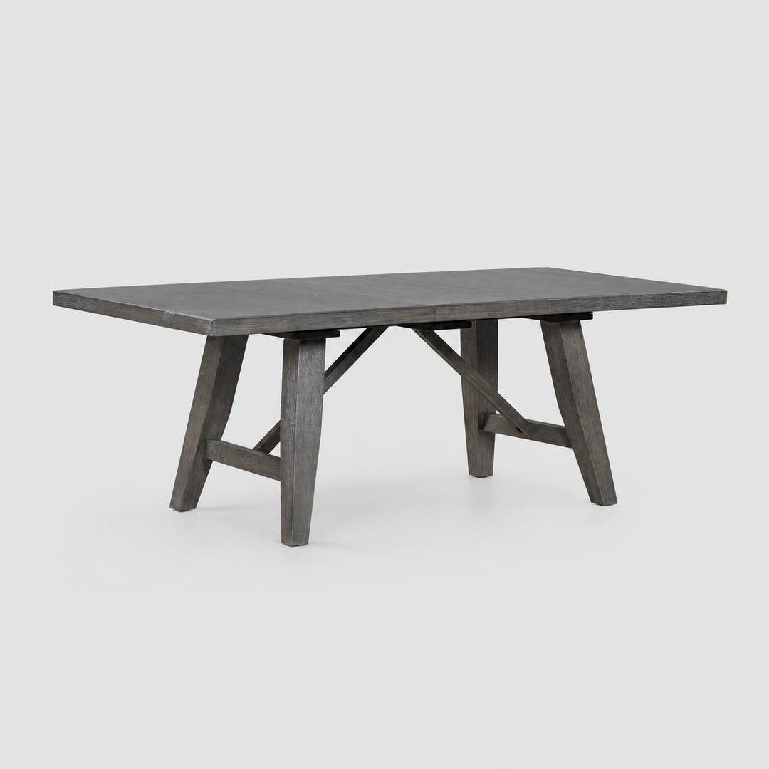 Ironvale Transitional Extendable Dining Table with 18" Removable Extension Leaf and Distressed Grey Finish
