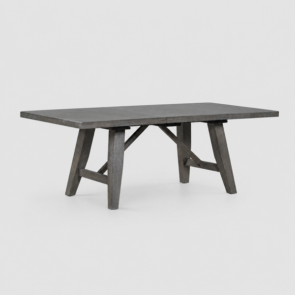 Ironvale Transitional Extendable Dining Table with 18" Removable Extension Leaf and Distressed Grey Finish