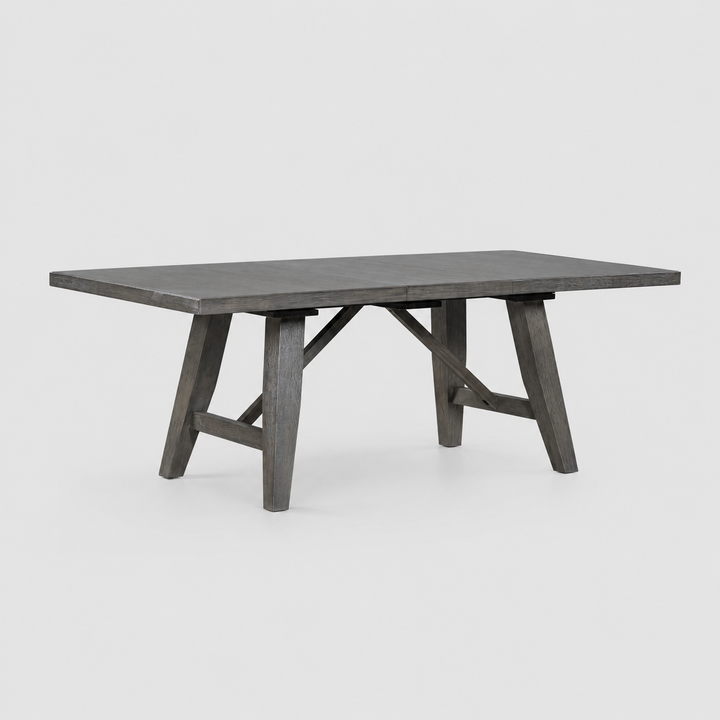 Ironvale Transitional Extendable Dining Table with 18" Removable Extension Leaf and Distressed Grey Finish