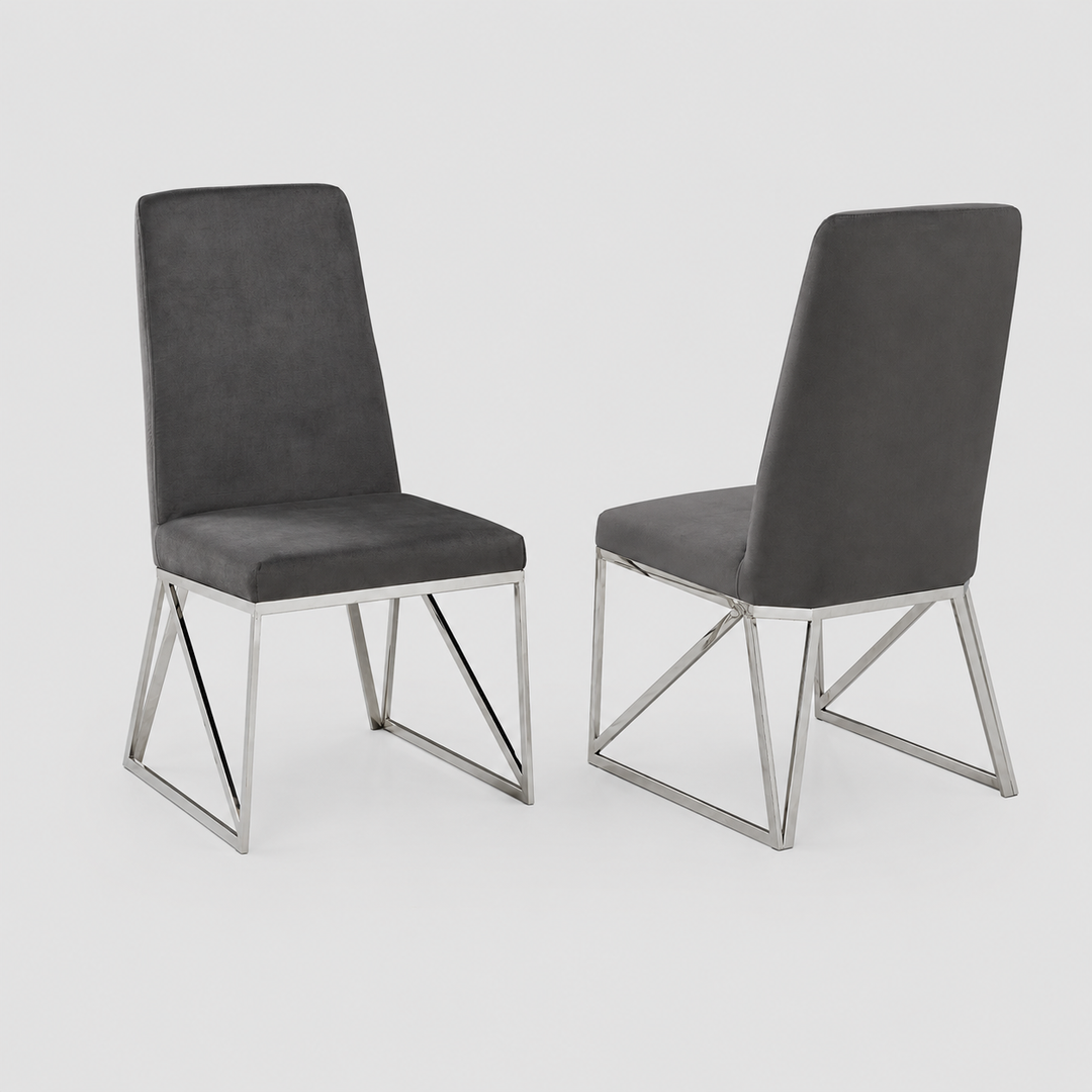 Larkstone Dining Chairs Set of 2 – Luxurious Velvet Upholstered Chairs with Stainless Steel Frame