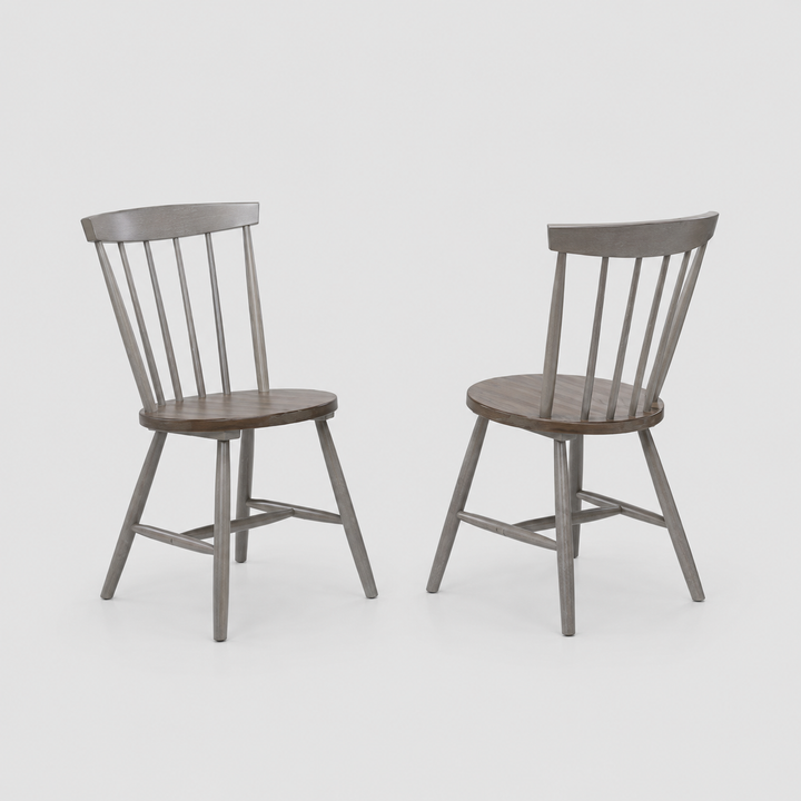 Northmere Contemporary Dining Chairs Set of 2 – Slat Back Design with Splayed Legs and Rich Two-Tone Finish