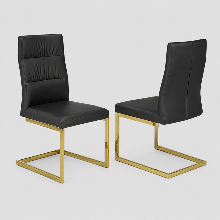Oakridge Dining Chairs Set of 2 – Contemporary Upholstered Chairs with Golden Finished Legs  Description: