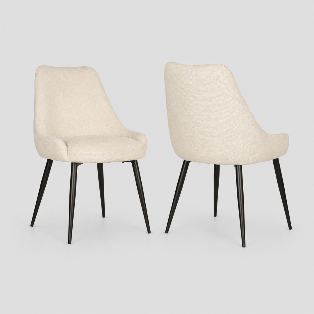 Pinehurst Dining Chairs Set of 2 – Contemporary Textured Fabric Chairs with Curved Back and Splayed Legs