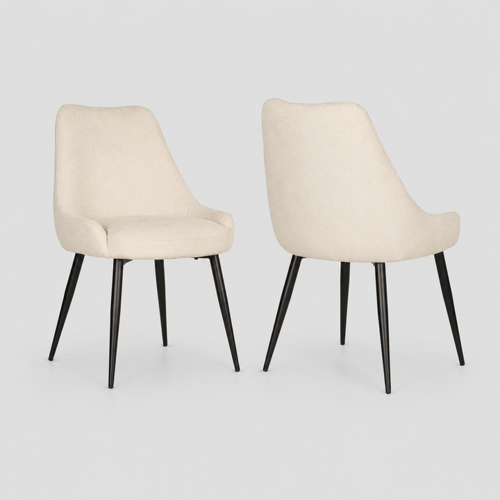 Pinehurst Dining Chairs Set of 2 – Contemporary Textured Fabric Chairs with Curved Back and Splayed Legs