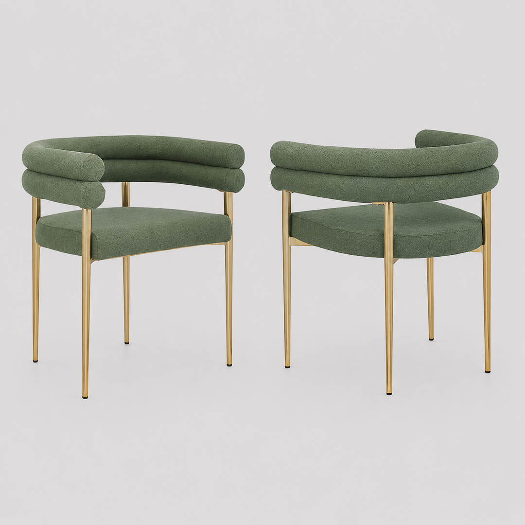 Silveroak Dining Chairs Set of 2 – Contemporary Plush Upholstered Chairs with Gold-Finished