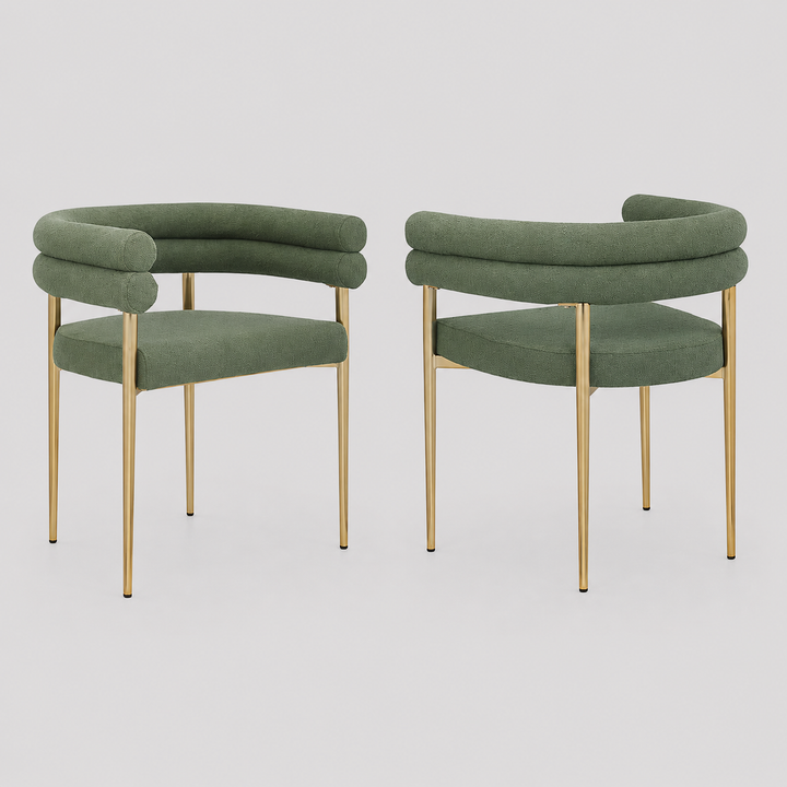 Silveroak Dining Chairs Set of 2 – Contemporary Plush Upholstered Chairs with Gold-Finished