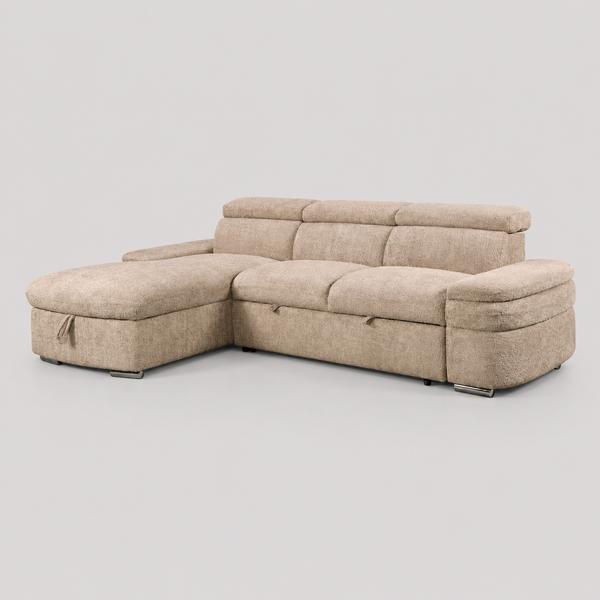 Ashbourne Sectional Sleeper Sofa with Pull-Out Bed, Storage Chaise and Premium Fabric Upholstery