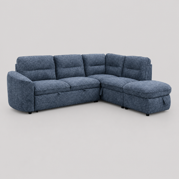 Brookhaven Sectional Sleeper Sofa Bed with Storage, Pull-Out Bed and Premium Velvet Upholstery
