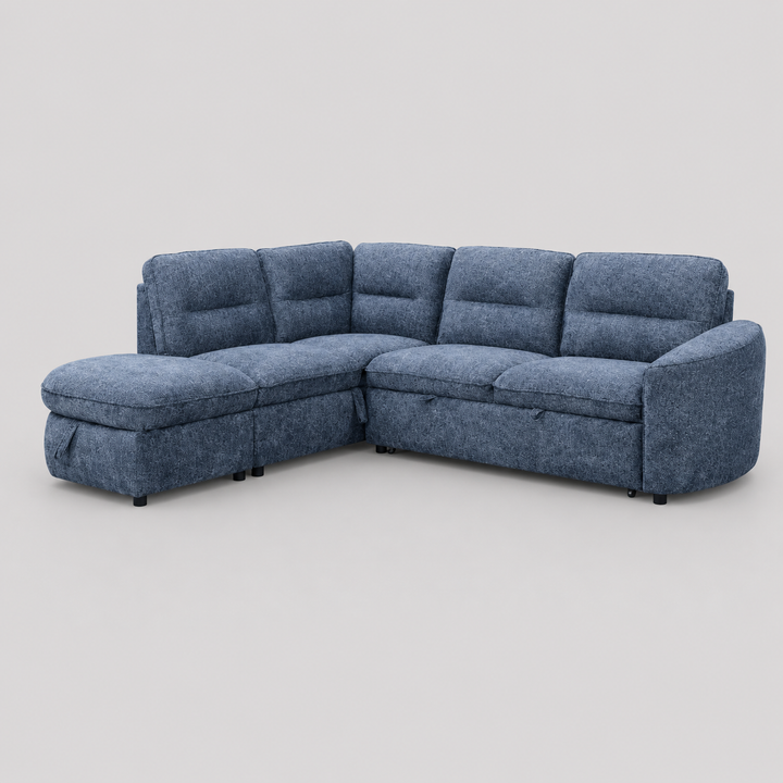 Brookhaven Sectional Sleeper Sofa Bed with Pull-Out Bed, Hidden Storage and Premium Velvet Upholstery