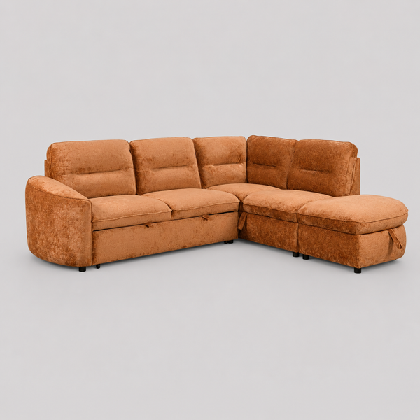Cedarwick Sectional Sleeper Sofa Bed with Pull-Out Bed, Hidden Storage and Premium Velvet Upholstery
