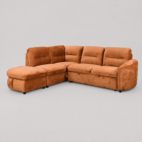 Cedarwick Sectional Sleeper Sofa Bed with Pull-Out Bed, Hidden Storage and Premium Velvet Upholstery