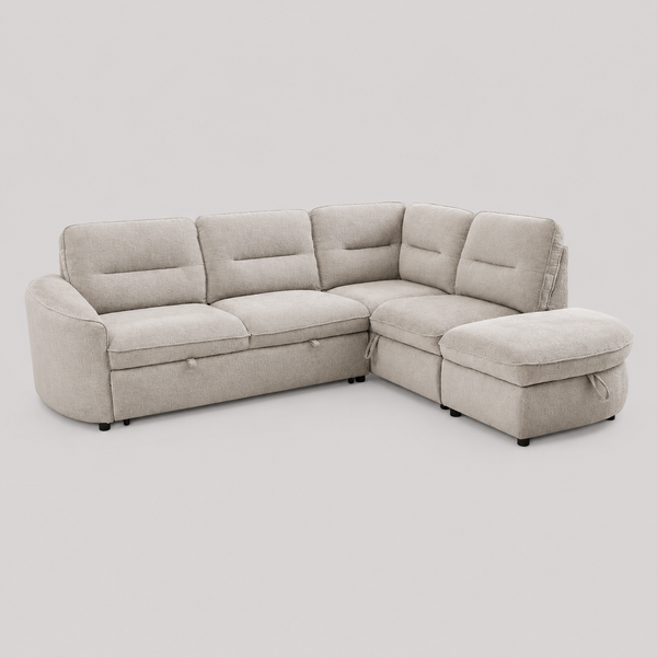 Elmstead Sectional Sleeper Sofa Bed with Pull-Out Bed, Hidden Storage and Premium Velvet Upholstery
