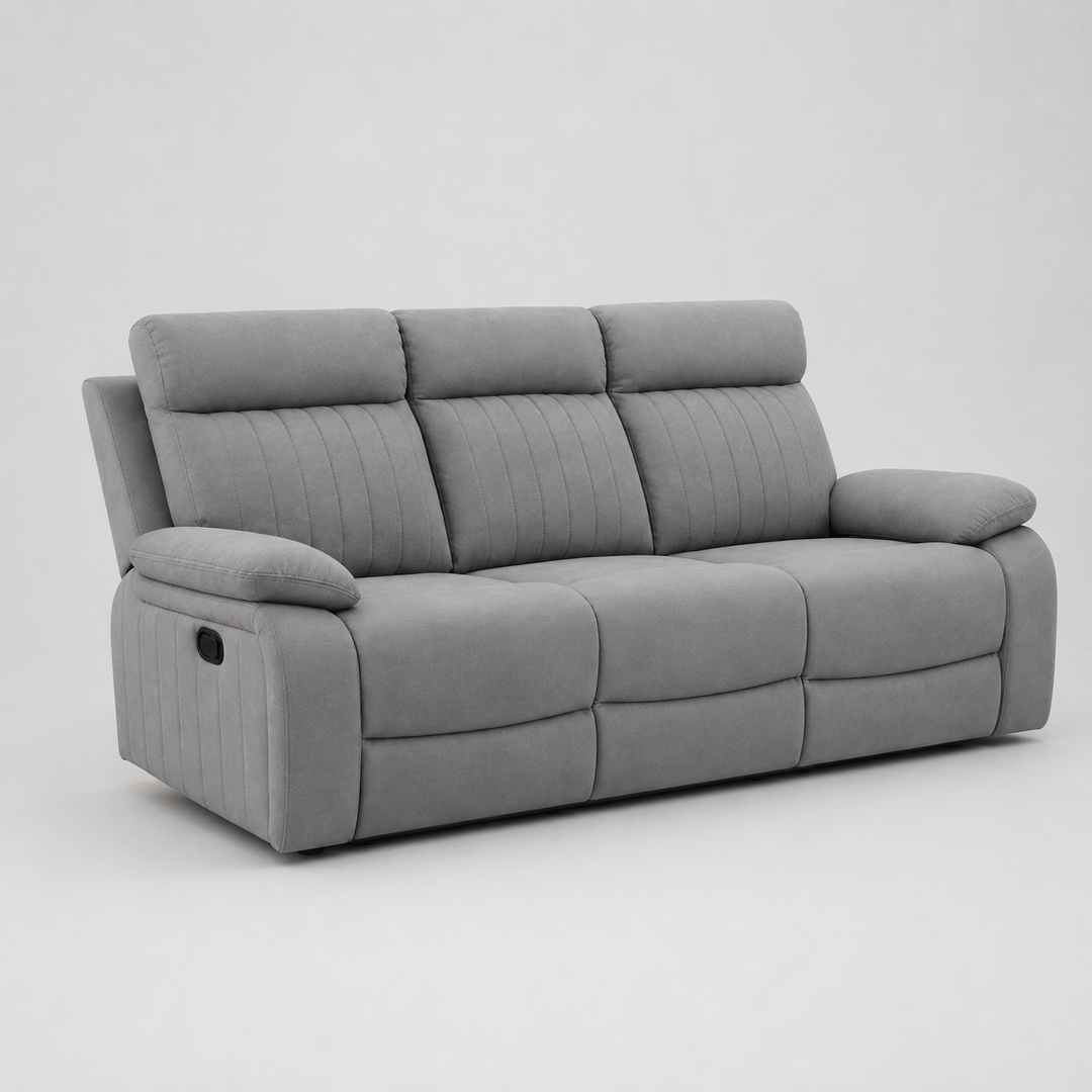 Ivydale Dark Grey Recliner Sofa with Fold-Down Tray And Cup Holders
